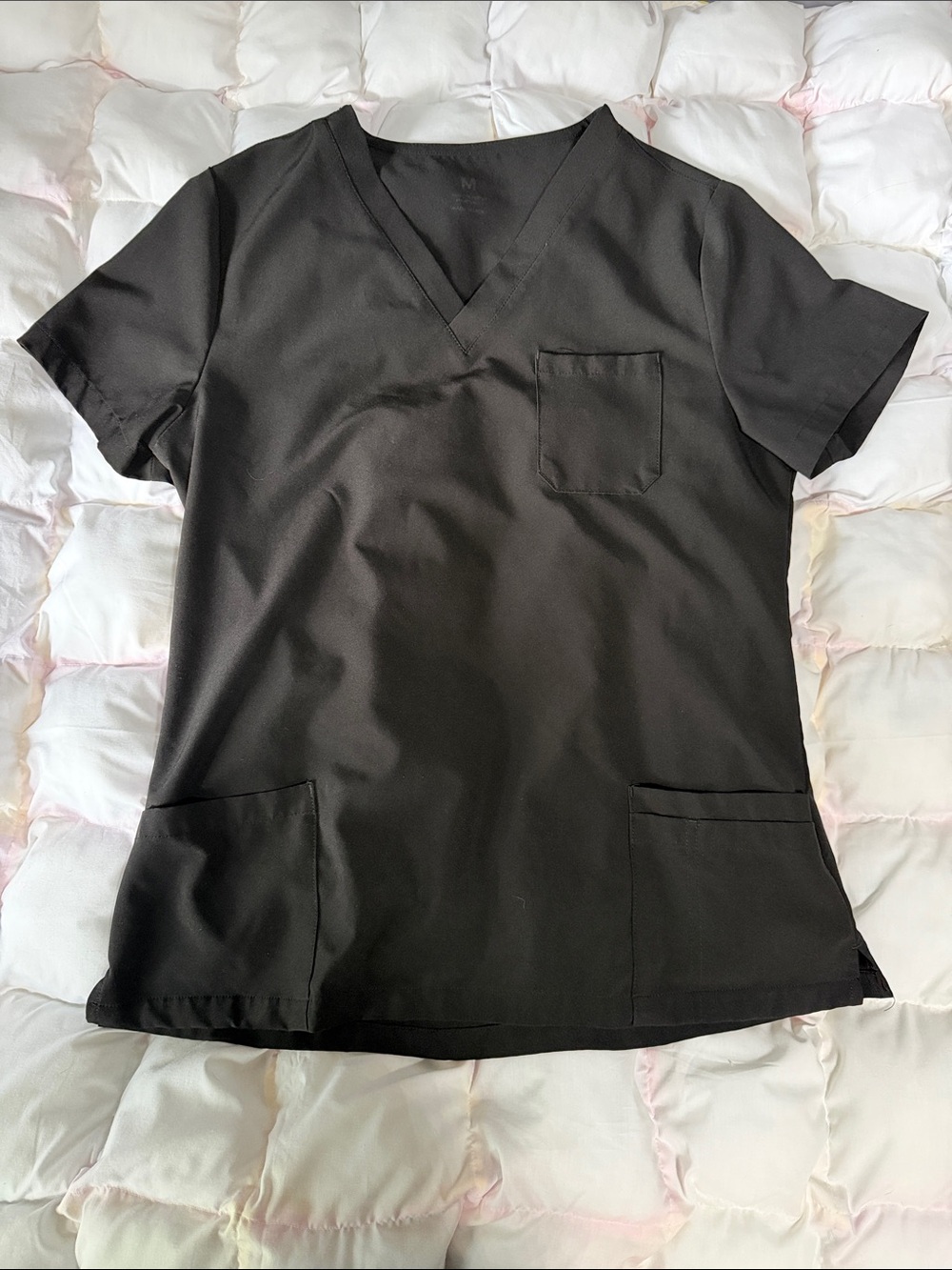 Black V-Neck Short Sleeve Medical Top - Classic Work Tee